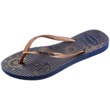 Women's Nautical Slim Flip Flops - Navy Blue/Rose