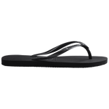 Women's Slim Crystal Flip Flops - Black
