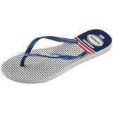 Women's Nautical Slim Flip Flops - White/Navy/Red