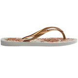 Women's Slim Organic Flip Flops - White/Golden