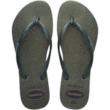 Women's Slim Gloss Flip Flops - Olive Green