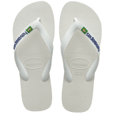 Men's Brazil Logo Flip Flops - White