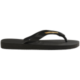 Women's Top Logo Metallic Flip Flops - Black/Black